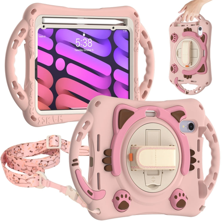 Custodia protettiva in EVA antiurto per bambini Cute Cat King con supporto, tracolla e maniglia, For iPad mini 6 / mini 2024