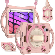 Custodia protettiva in EVA antiurto per bambini Cute Cat King con supporto, tracolla e maniglia, For iPad mini 6 / mini 2024