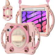 Custodia protettiva in EVA antiurto per bambini Cute Cat King con supporto, tracolla e maniglia, For iPad mini 6 / mini 2024