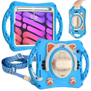 Custodia protettiva in EVA antiurto per bambini Cute Cat King con supporto, tracolla e maniglia, For iPad mini 6 / mini 2024