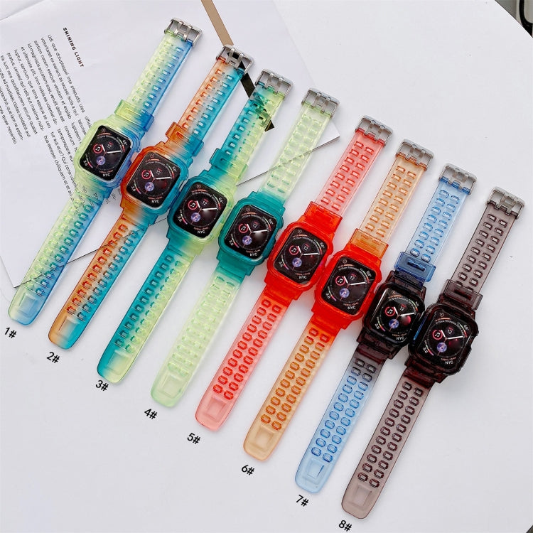 Cinturino in TPU trasparente sfumato Jelly per Apple Watch Series, 7 41mm / 6&SE&5&4 40mm / 3&2&1 38mm, 7 45mm / 6&SE&5&4 44mm / 3&2&1 42mm