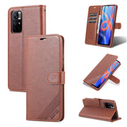 Custodia per cellulare in pelle a conchiglia orizzontale con struttura in pelle di pecora AZNS con supporto, slot per schede e portafoglio, For Xiaomi Redmi Note 11 / Poco M4 Pro 5G