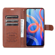 Custodia per cellulare in pelle a conchiglia orizzontale con struttura in pelle di pecora AZNS con supporto, slot per schede e portafoglio, For Xiaomi Redmi Note 11 / Poco M4 Pro 5G