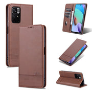 AZNS Custodia per telefono in pelle a vibrazione orizzontale con struttura in vitello magnetico con slot per schede, supporto e portafoglio, For Xiaomi Redmi Note 11