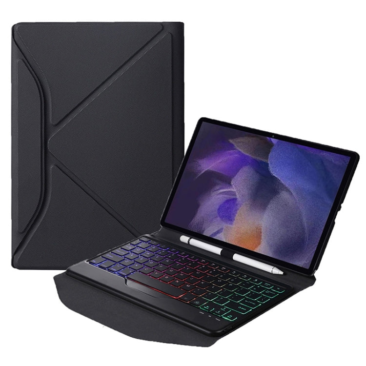 Custodia in pelle per tastiera Bluetooth con retroilluminazione BA08S Diamond Texture con supporto posteriore a triangolo per Samsung Galaxy Tab A8 2021 SM-X205 / SM-X200, BA08S