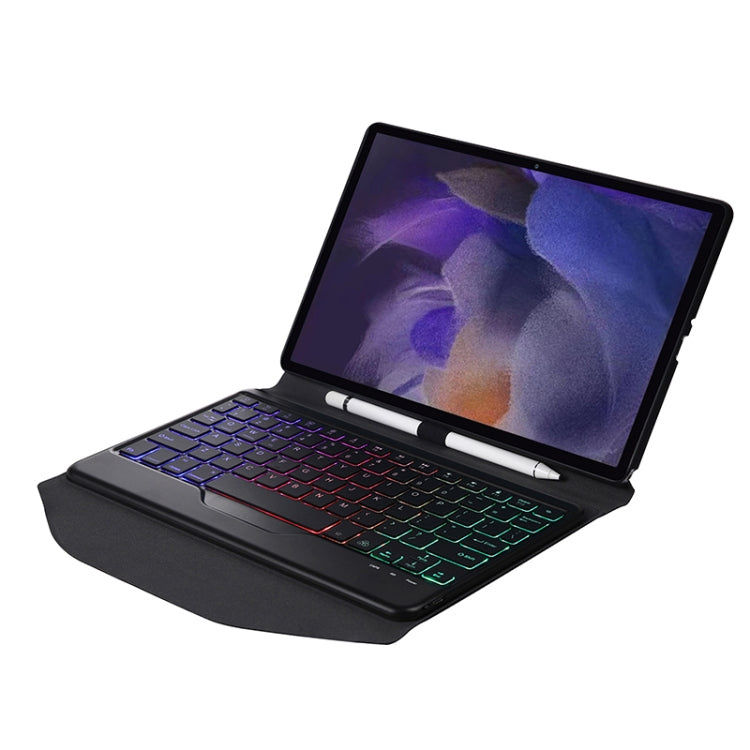 Custodia in pelle per tastiera Bluetooth con retroilluminazione BA08S Diamond Texture con supporto posteriore a triangolo per Samsung Galaxy Tab A8 2021 SM-X205 / SM-X200, BA08S