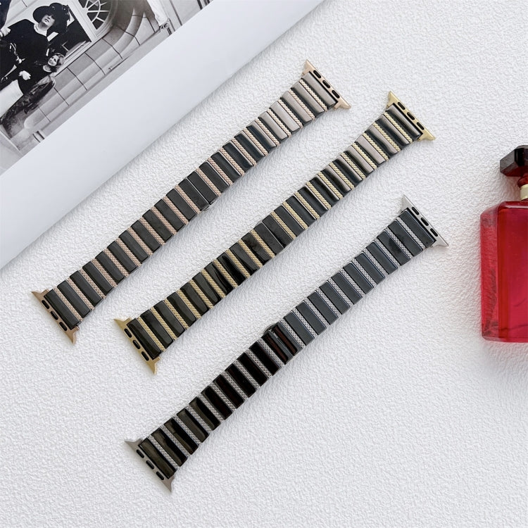 Cinturino in ceramica con cinturino in acciaio con una perlina per la serie Apple Watch, 7 41mm / 6&SE&5&4 40mm / 3&2&1 38mm, 7 45mm / 6&SE&5&4 44mm / 3&2&1 42mm