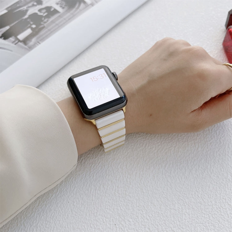 Cinturino in ceramica con cinturino in acciaio con una perlina per la serie Apple Watch, 7 41mm / 6&SE&5&4 40mm / 3&2&1 38mm, 7 45mm / 6&SE&5&4 44mm / 3&2&1 42mm