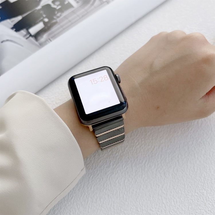 Cinturino in ceramica con cinturino in acciaio con una perlina per la serie Apple Watch, 7 41mm / 6&SE&5&4 40mm / 3&2&1 38mm, 7 45mm / 6&SE&5&4 44mm / 3&2&1 42mm