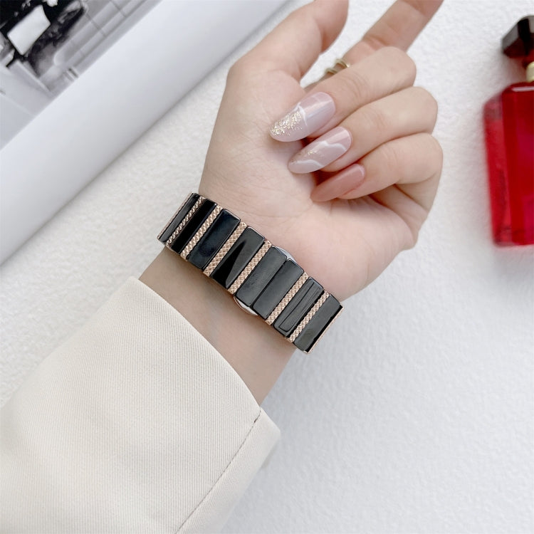 Cinturino in ceramica con cinturino in acciaio con una perlina per la serie Apple Watch, 7 41mm / 6&SE&5&4 40mm / 3&2&1 38mm, 7 45mm / 6&SE&5&4 44mm / 3&2&1 42mm