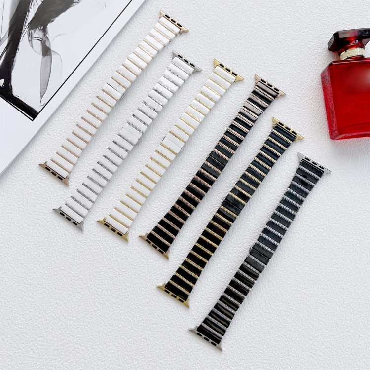 Cinturino in ceramica con cinturino in acciaio con una perlina per la serie Apple Watch, 7 41mm / 6&SE&5&4 40mm / 3&2&1 38mm, 7 45mm / 6&SE&5&4 44mm / 3&2&1 42mm