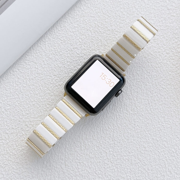 Cinturino in ceramica con cinturino in acciaio con una perlina per la serie Apple Watch, 7 41mm / 6&SE&5&4 40mm / 3&2&1 38mm, 7 45mm / 6&SE&5&4 44mm / 3&2&1 42mm