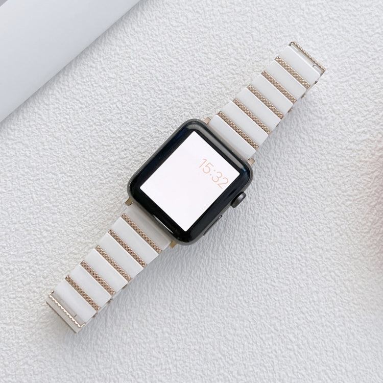 Cinturino in ceramica con cinturino in acciaio con una perlina per la serie Apple Watch, 7 41mm / 6&SE&5&4 40mm / 3&2&1 38mm, 7 45mm / 6&SE&5&4 44mm / 3&2&1 42mm