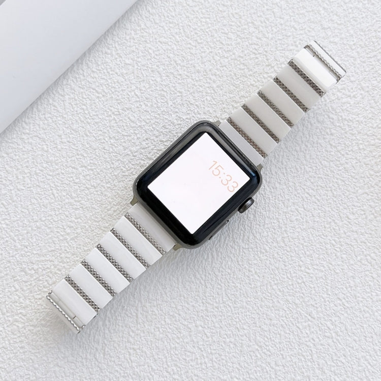 Cinturino in ceramica con cinturino in acciaio con una perlina per la serie Apple Watch, 7 41mm / 6&SE&5&4 40mm / 3&2&1 38mm, 7 45mm / 6&SE&5&4 44mm / 3&2&1 42mm