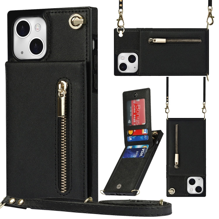 Custodia per telefono quadrata con cerniera a tracolla con supporto, For iPhone 13 mini, For iPhone 13, For iPhone 13 Pro, For iPhone 13 Pro Max