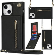 Custodia per telefono quadrata con cerniera a tracolla con supporto, For iPhone 13 mini, For iPhone 13, For iPhone 13 Pro, For iPhone 13 Pro Max
