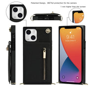 Custodia per telefono quadrata con cerniera a tracolla con supporto, For iPhone 13 mini, For iPhone 13, For iPhone 13 Pro, For iPhone 13 Pro Max