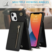 Custodia per telefono quadrata con cerniera a tracolla con supporto, For iPhone 13 mini, For iPhone 13, For iPhone 13 Pro, For iPhone 13 Pro Max