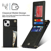 Custodia per telefono quadrata con cerniera a tracolla con supporto, For iPhone 13 mini, For iPhone 13, For iPhone 13 Pro, For iPhone 13 Pro Max