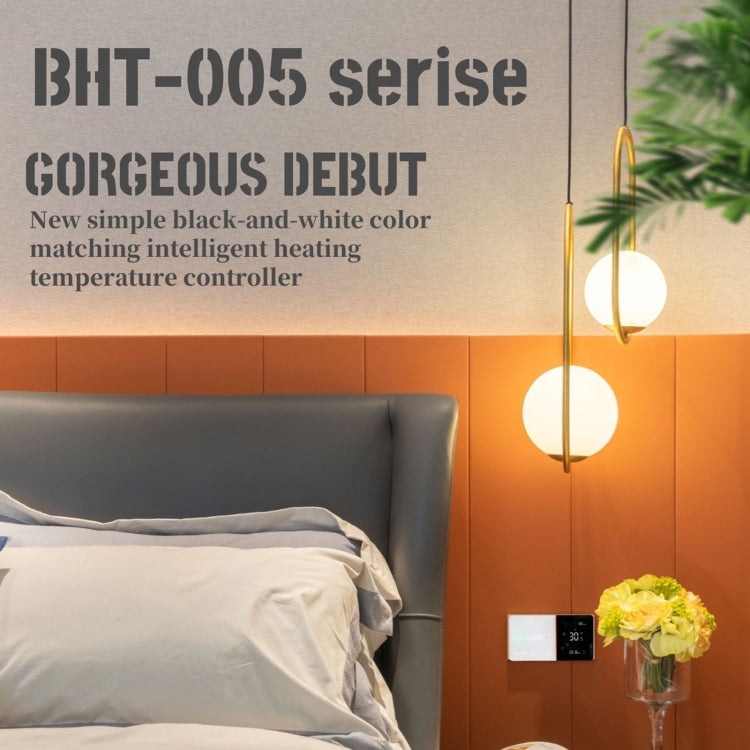 BHT-005-GBLW Termostato per riscaldamento domestico intelligente 220 V CA 16 A per scatola UE, controllo del riscaldamento elettrico con solo sensore interno e connessione WIFI, BHT-005-GBLW