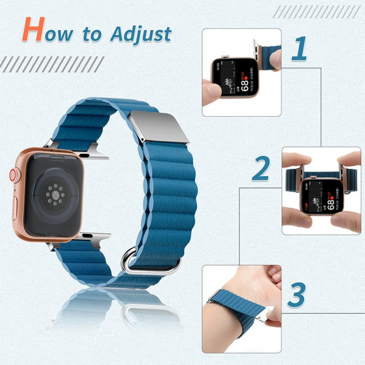 Cinturino con cinturino in pelle magnetica per Apple Watch Series, 7 41mm / 6&SE&5&4 40mm / 3&2&1 38mm, 7 45mm / 6&SE&5&4 44mm / 3&2&1 42mm