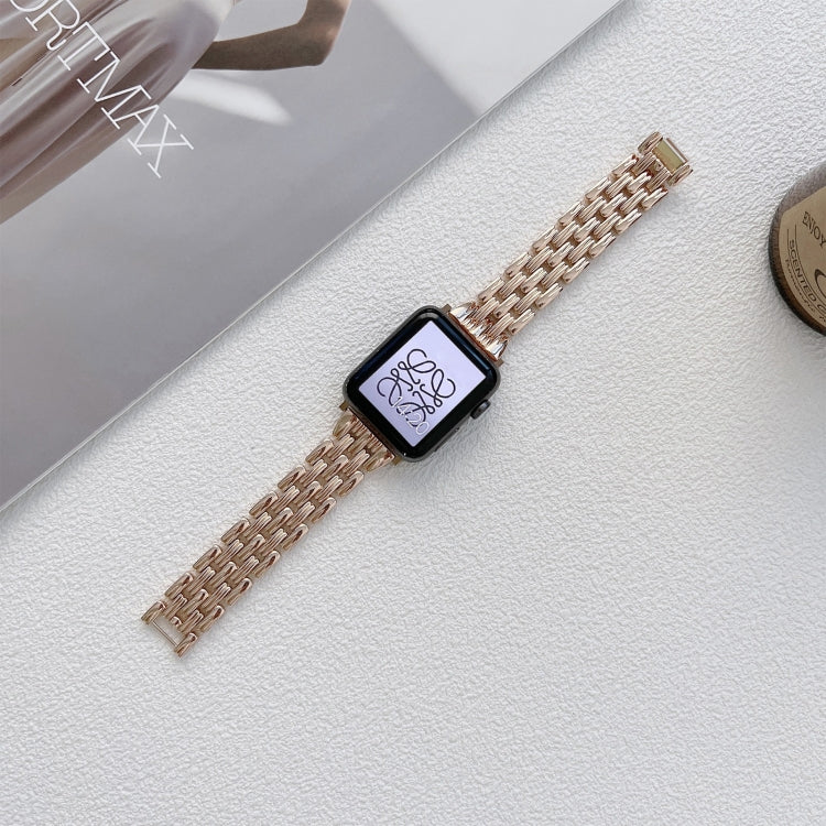 Cinturino in acciaio inossidabile con cinque strisce di Baht per Apple Watch Series, 7 41mm / 6&SE&5&4 40mm / 3&2&1 38mm, 7 45mm / 6&SE&5&4 44mm / 3&2&1 42mm