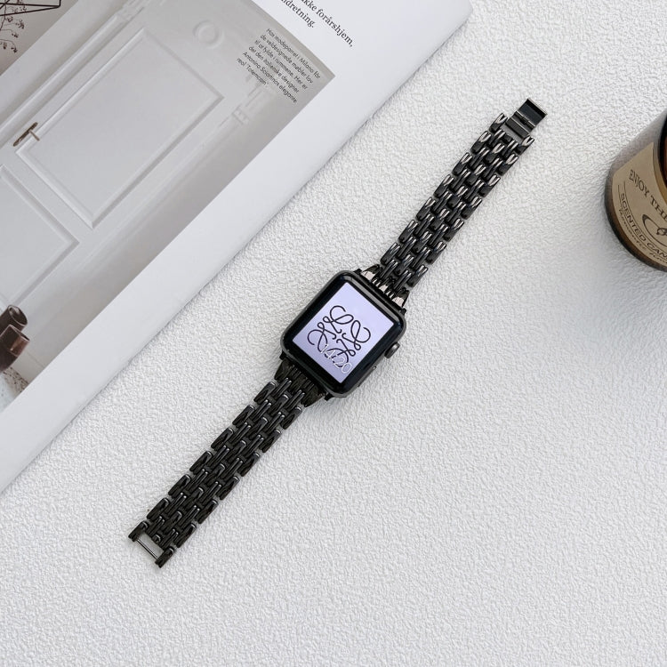 Cinturino in acciaio inossidabile con cinque strisce di Baht per Apple Watch Series, 7 41mm / 6&SE&5&4 40mm / 3&2&1 38mm, 7 45mm / 6&SE&5&4 44mm / 3&2&1 42mm