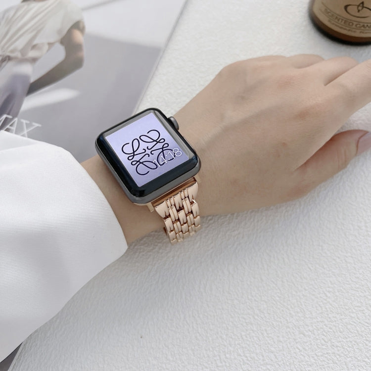 Cinturino in acciaio inossidabile con cinque strisce di Baht per Apple Watch Series, 7 41mm / 6&SE&5&4 40mm / 3&2&1 38mm, 7 45mm / 6&SE&5&4 44mm / 3&2&1 42mm