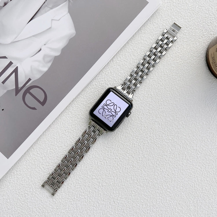 Cinturino in acciaio inossidabile con cinque strisce di Baht per Apple Watch Series, 7 41mm / 6&SE&5&4 40mm / 3&2&1 38mm, 7 45mm / 6&SE&5&4 44mm / 3&2&1 42mm