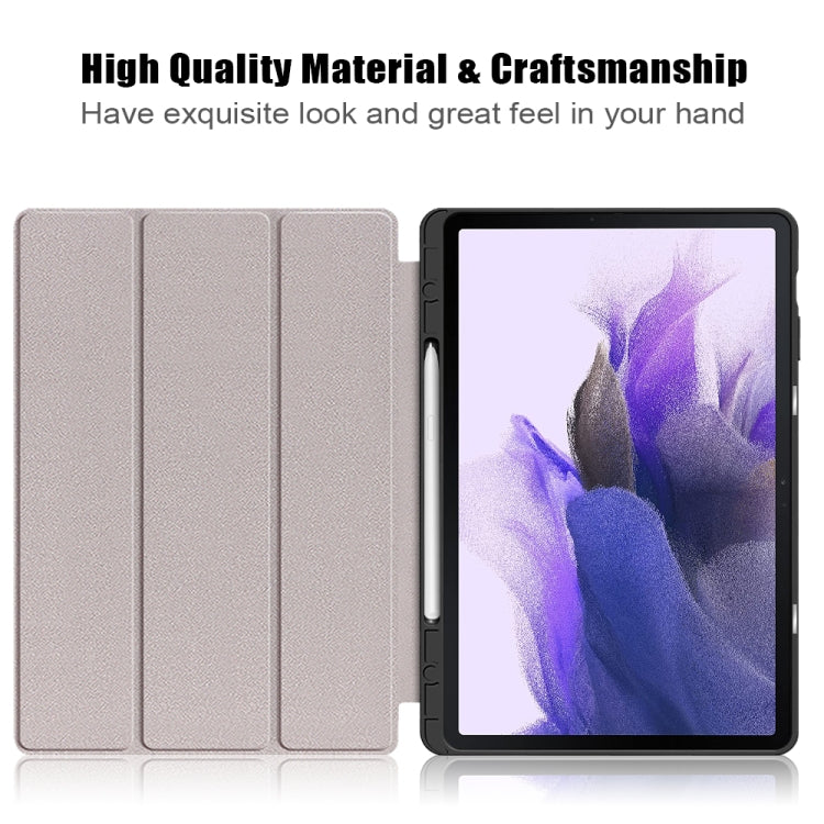 Custodia in pelle per tablet a ribalta orizzontale in TPU tinta unita con supporto a 3 pieghe e funzione Sleep / Wake-up, For Samsung Galaxy Tab S7 FE 12.4