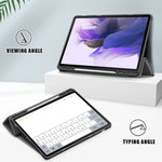 Custodia in pelle per tablet a ribalta orizzontale in TPU tinta unita con supporto a 3 pieghe e funzione Sleep / Wake-up, For Samsung Galaxy Tab S7 FE 12.4