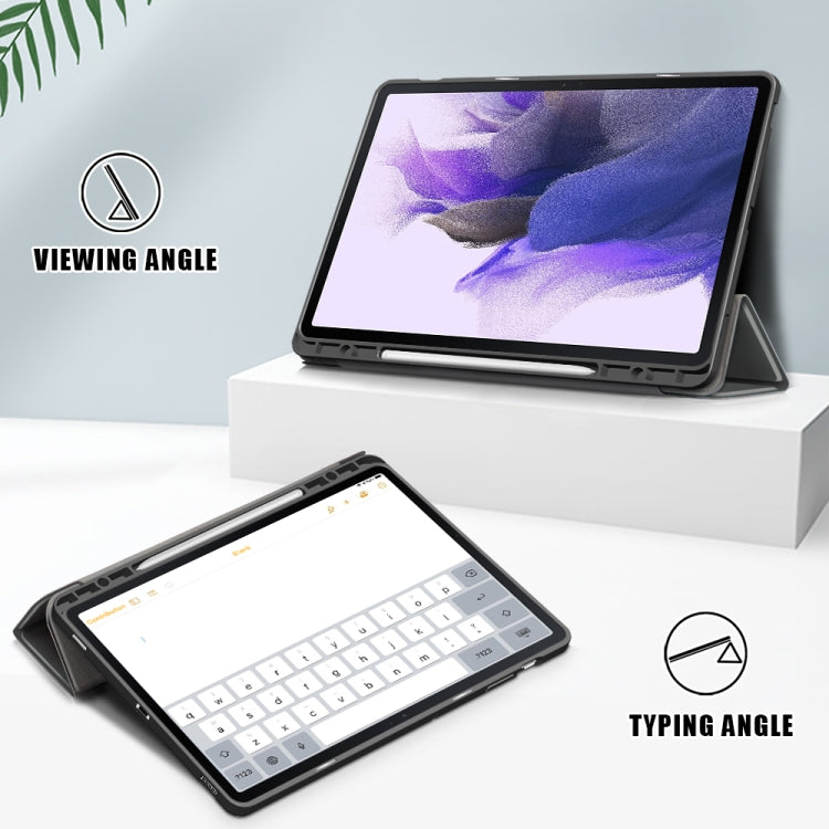 Custodia in pelle per tablet a ribalta orizzontale in TPU tinta unita con supporto a 3 pieghe e funzione Sleep / Wake-up, For Samsung Galaxy Tab S7 FE 12.4