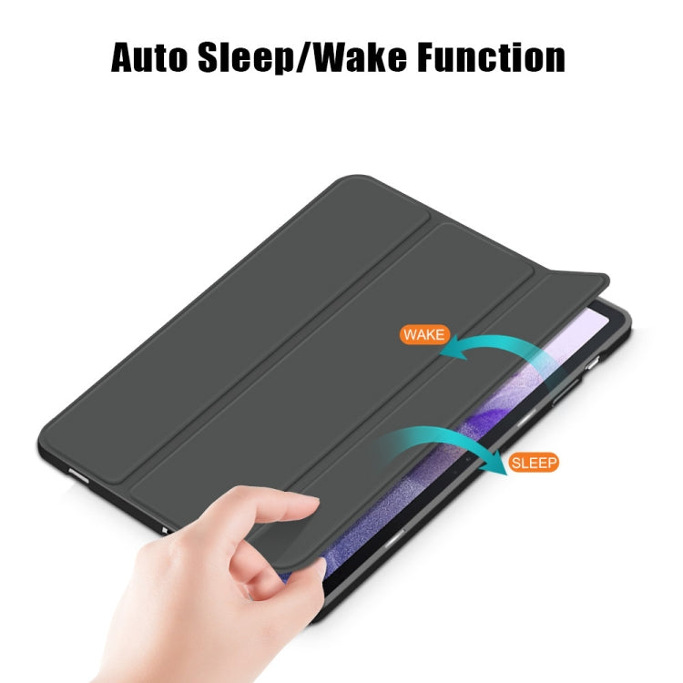 Custodia in pelle per tablet a ribalta orizzontale in TPU tinta unita con supporto a 3 pieghe e funzione Sleep / Wake-up, For Samsung Galaxy Tab S7 FE 12.4