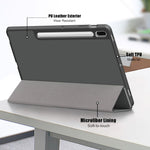 Custodia in pelle per tablet a ribalta orizzontale in TPU tinta unita con supporto a 3 pieghe e funzione Sleep / Wake-up, For Samsung Galaxy Tab S7 FE 12.4