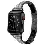 Cinturino in pelle tempestato di diamanti per Apple Watch Series, 7 41mm / 6&SE&5&4 40mm / 3&2&1 38mm, 7 45mm / 6&SE&5&4 44mm / 3&2&1 42mm