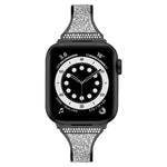 Cinturino in pelle tempestato di diamanti per Apple Watch Series, 7 41mm / 6&SE&5&4 40mm / 3&2&1 38mm, 7 45mm / 6&SE&5&4 44mm / 3&2&1 42mm