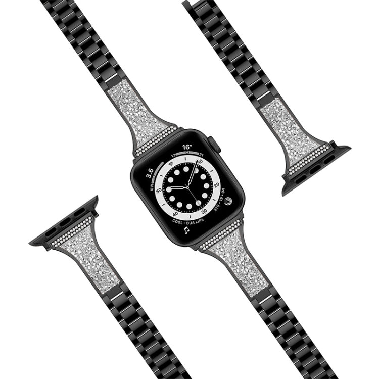 Cinturino in pelle tempestato di diamanti per Apple Watch Series, 7 41mm / 6&SE&5&4 40mm / 3&2&1 38mm, 7 45mm / 6&SE&5&4 44mm / 3&2&1 42mm