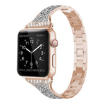 Cinturino in pelle tempestato di diamanti per Apple Watch Series, 7 41mm / 6&SE&5&4 40mm / 3&2&1 38mm, 7 45mm / 6&SE&5&4 44mm / 3&2&1 42mm