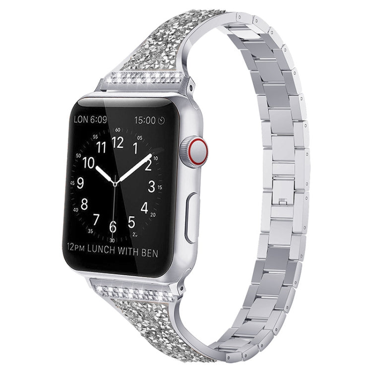 Cinturino in pelle tempestato di diamanti per Apple Watch Series, 7 41mm / 6&SE&5&4 40mm / 3&2&1 38mm, 7 45mm / 6&SE&5&4 44mm / 3&2&1 42mm