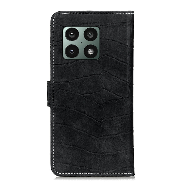 Custodia per telefono in pelle a conchiglia orizzontale con struttura in coccodrillo con supporto, slot per carte e portafoglio, For OnePlus 10 Pro