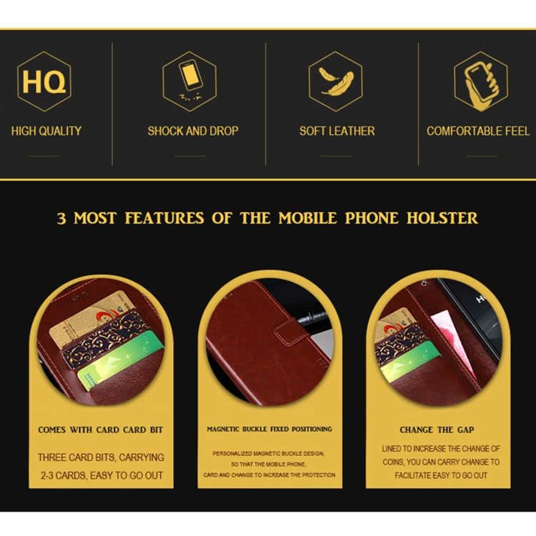 idewei Custodia per telefono in pelle con texture Crazy Horse, For Umidigi Bison X10, For Vivo T1X, For Vivo Y53S 4G