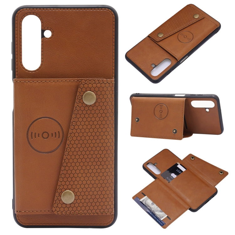 Custodia magnetica per telefono con doppia fibbia PU + TPU, For Samsung Galaxy A13 5G