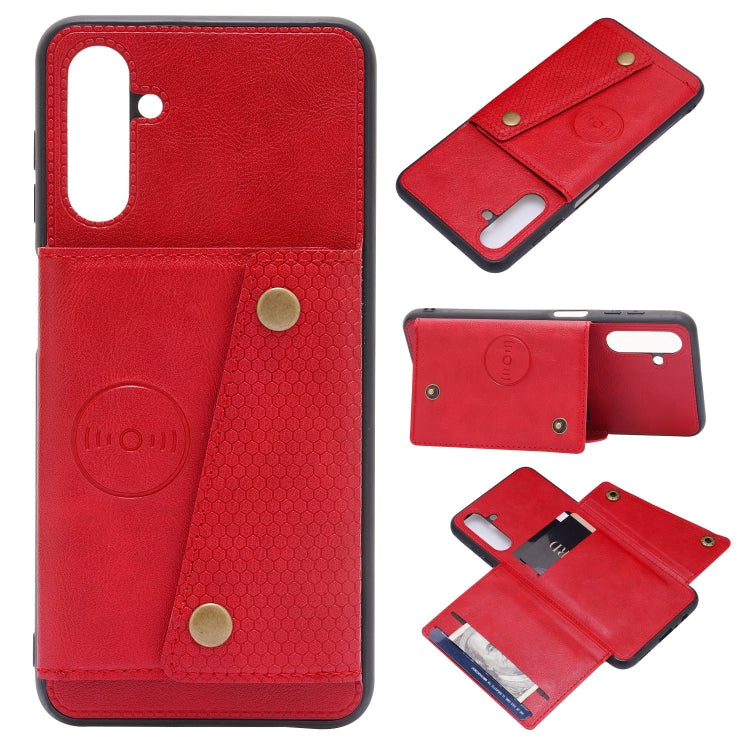 Custodia magnetica per telefono con doppia fibbia PU + TPU, For Samsung Galaxy A13 5G