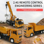 Veicolo di ingegneria di simulazione di telecomando a 10 canali MoFun 2.4G, Crane, Dump Truck, Mixer Truck
