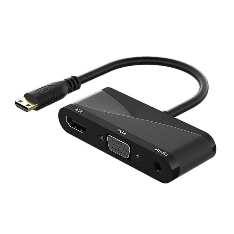 h114 Cavo convertitore 3 in 1 Mini HDMI a HDMI + VGA + 3.5 Audio, h114