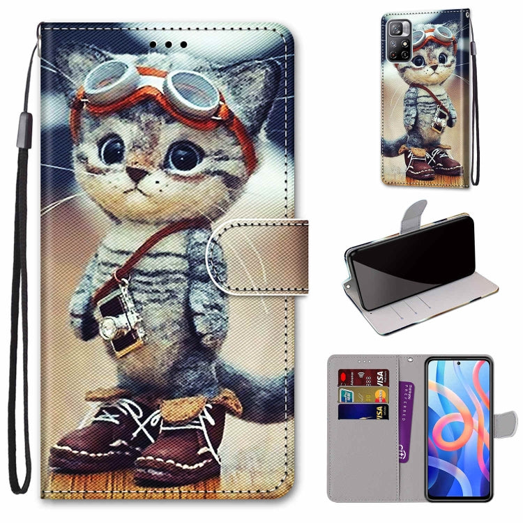Custodia in pelle per telefono in PU a vibrazione orizzontale con trama a croce colorata con supporto e slot per carte e portafoglio e cordino (strato colorato, For Xiaomi Redmi Note 11