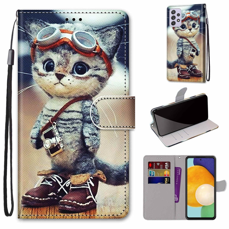 Custodia in pelle per telefono in PU a vibrazione orizzontale con trama a croce colorata con supporto e slot per carte e portafoglio e cordino (strato colorato, For Samsung Galaxy A33 5G