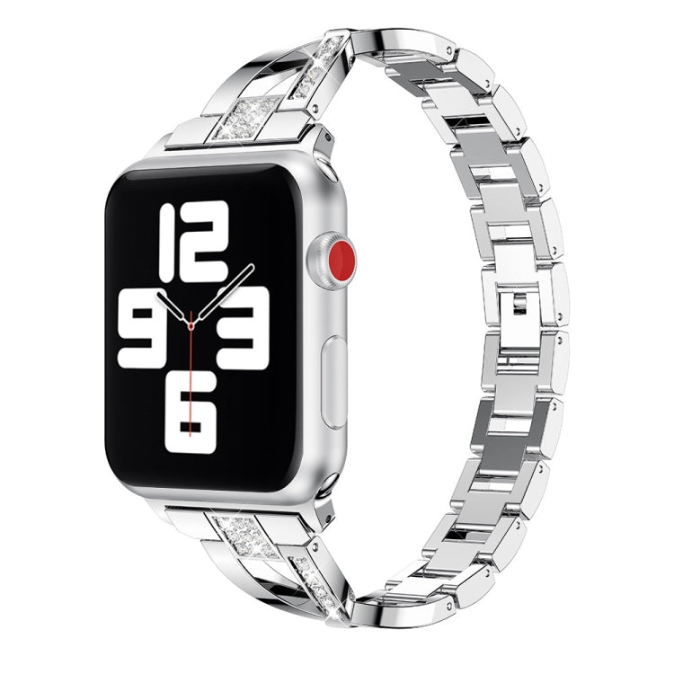 Cinturino in acciaio inossidabile tempestato di diamanti per la serie Apple Watch, 7 41mm / 6&SE&5&4 40mm / 3&2&1 38mm, 7 45mm / 6&SE&5&4 44mm / 3&2&1 42mm