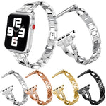 Cinturino in acciaio inossidabile tempestato di diamanti per la serie Apple Watch, 7 41mm / 6&SE&5&4 40mm / 3&2&1 38mm, 7 45mm / 6&SE&5&4 44mm / 3&2&1 42mm