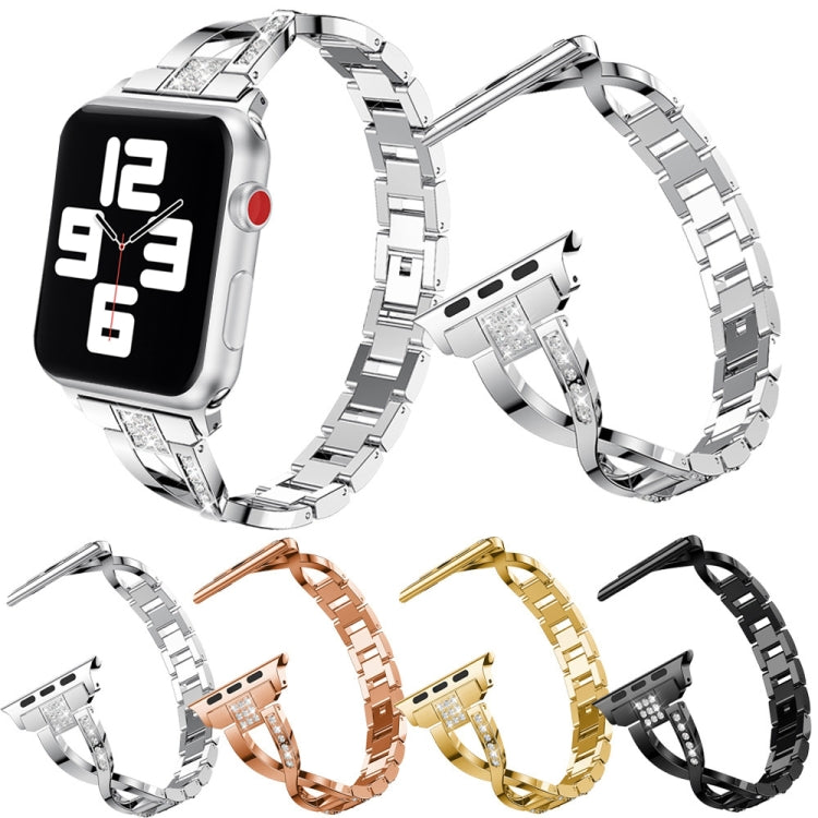 Cinturino in acciaio inossidabile tempestato di diamanti per la serie Apple Watch, 7 41mm / 6&SE&5&4 40mm / 3&2&1 38mm, 7 45mm / 6&SE&5&4 44mm / 3&2&1 42mm